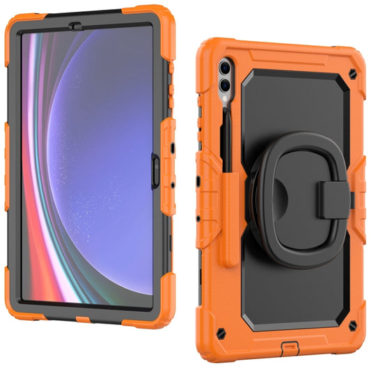 For Samsung Galaxy Tab S9+ / S10+ D Type Silicone Hybrid PC Tablet Case with Handle Holder(Orange) - Galaxy Tab S9+ Cases by buy2fix | Online Shopping UK | buy2fix