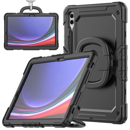 For Samsung Galaxy Tab S9+ / S10+ D Type Silicone Hybrid PC Tablet Case with Handle Holder(Black) - Galaxy Tab S9+ Cases by buy2fix | Online Shopping UK | buy2fix