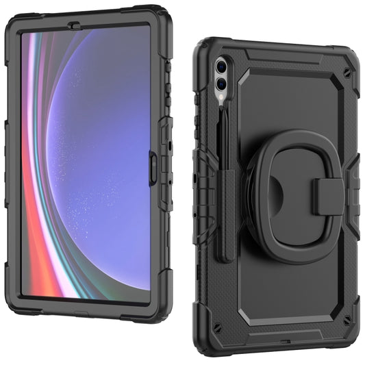 For Samsung Galaxy Tab S9+ / S10+ D Type Silicone Hybrid PC Tablet Case with Handle Holder(Black) - Galaxy Tab S9+ Cases by buy2fix | Online Shopping UK | buy2fix