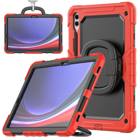 For Samsung Galaxy Tab S9+ / S10+ D Type Silicone Hybrid PC Tablet Case with Handle Holder(Red) - Galaxy Tab S9+ Cases by buy2fix | Online Shopping UK | buy2fix
