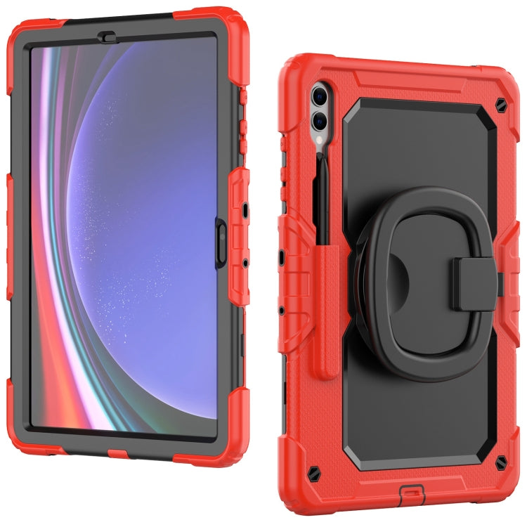 For Samsung Galaxy Tab S9+ / S10+ D Type Silicone Hybrid PC Tablet Case with Handle Holder(Red) - Galaxy Tab S9+ Cases by buy2fix | Online Shopping UK | buy2fix