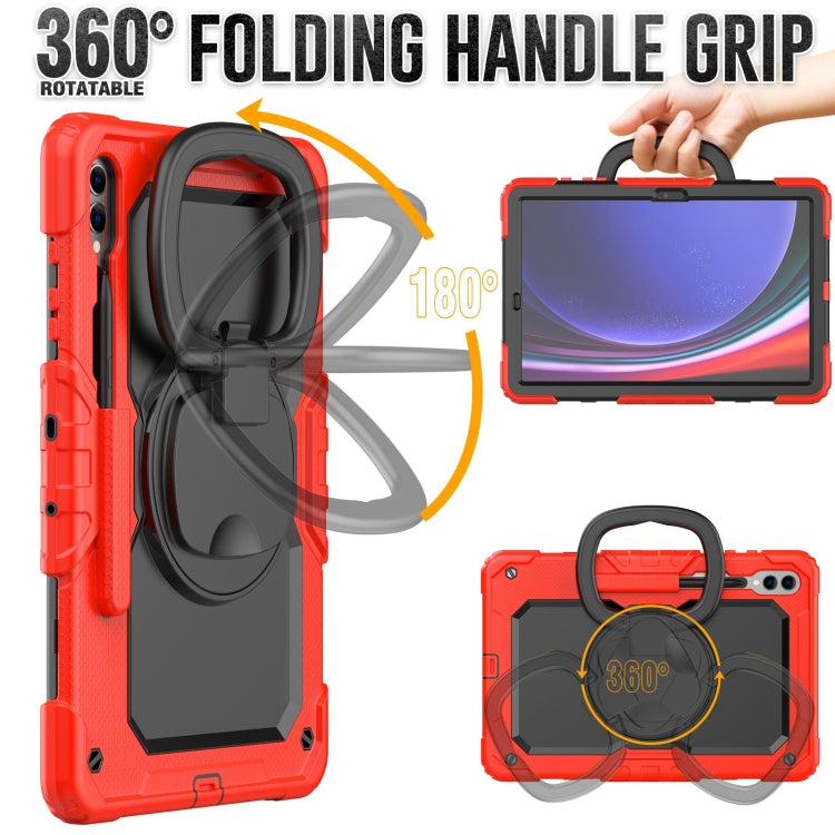For Samsung Galaxy Tab S9+ / S10+ D Type Silicone Hybrid PC Tablet Case with Handle Holder(Red) - Galaxy Tab S9+ Cases by buy2fix | Online Shopping UK | buy2fix