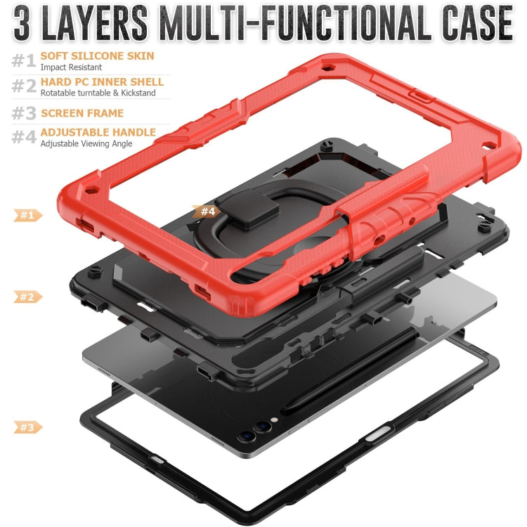 For Samsung Galaxy Tab S9+ / S10+ D Type Silicone Hybrid PC Tablet Case with Handle Holder(Red) - Galaxy Tab S9+ Cases by buy2fix | Online Shopping UK | buy2fix