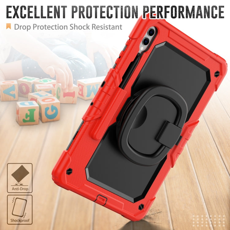 For Samsung Galaxy Tab S9+ / S10+ D Type Silicone Hybrid PC Tablet Case with Handle Holder(Red) - Galaxy Tab S9+ Cases by buy2fix | Online Shopping UK | buy2fix