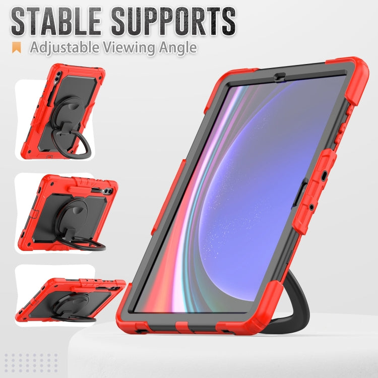 For Samsung Galaxy Tab S9+ / S10+ D Type Silicone Hybrid PC Tablet Case with Handle Holder(Red) - Galaxy Tab S9+ Cases by buy2fix | Online Shopping UK | buy2fix