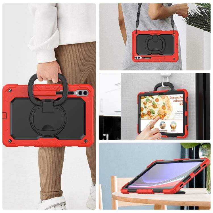 For Samsung Galaxy Tab S9+ / S10+ D Type Silicone Hybrid PC Tablet Case with Handle Holder(Red) - Galaxy Tab S9+ Cases by buy2fix | Online Shopping UK | buy2fix