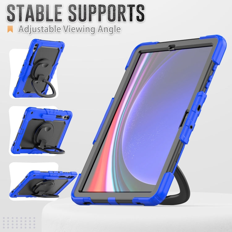 For Samsung Galaxy Tab S9+ / S10+ D Type Silicone Hybrid PC Tablet Case with Handle Holder(Blue) - Galaxy Tab S9+ Cases by buy2fix | Online Shopping UK | buy2fix