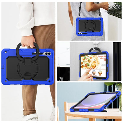 For Samsung Galaxy Tab S9+ / S10+ D Type Silicone Hybrid PC Tablet Case with Handle Holder(Blue) - Galaxy Tab S9+ Cases by buy2fix | Online Shopping UK | buy2fix