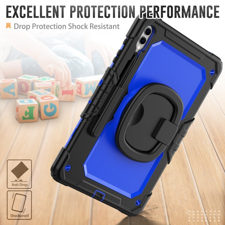 For Samsung Galaxy Tab S9+ / S10+ D Type Silicone Hybrid PC Tablet Case with Handle Holder(Blue PC) - Galaxy Tab S9+ Cases by buy2fix | Online Shopping UK | buy2fix