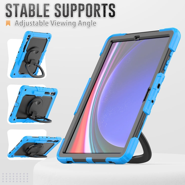 For Samsung Galaxy Tab S9+ / S10+ D Type Silicone Hybrid PC Tablet Case with Handle Holder(Light Blue) - Galaxy Tab S9+ Cases by buy2fix | Online Shopping UK | buy2fix