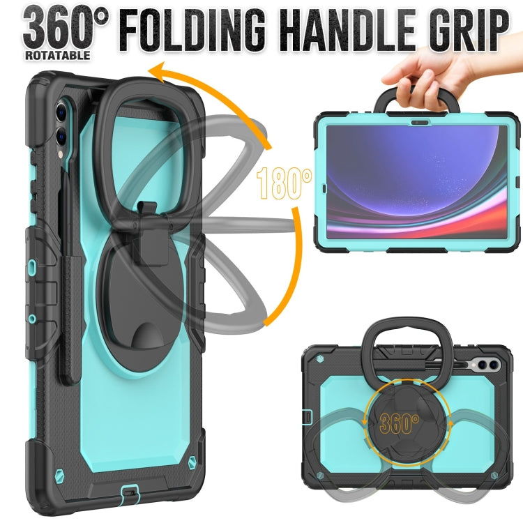 For Samsung Galaxy Tab S9+ / S10+ D Type Silicone Hybrid PC Tablet Case with Handle Holder(Light Blue PC) - Galaxy Tab S9+ Cases by buy2fix | Online Shopping UK | buy2fix