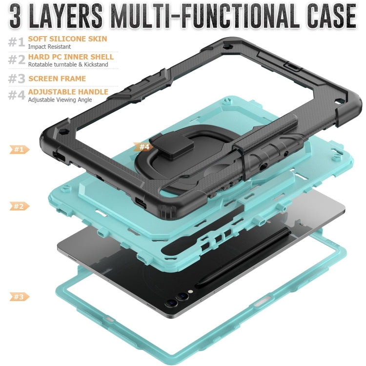 For Samsung Galaxy Tab S9+ / S10+ D Type Silicone Hybrid PC Tablet Case with Handle Holder(Light Blue PC) - Galaxy Tab S9+ Cases by buy2fix | Online Shopping UK | buy2fix