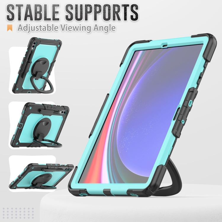 For Samsung Galaxy Tab S9+ / S10+ D Type Silicone Hybrid PC Tablet Case with Handle Holder(Light Blue PC) - Galaxy Tab S9+ Cases by buy2fix | Online Shopping UK | buy2fix
