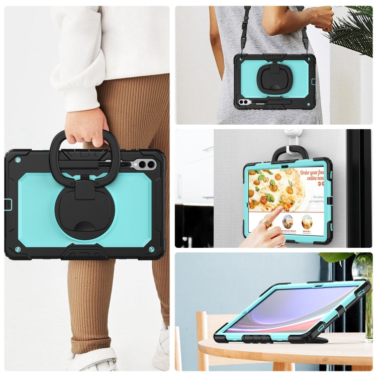 For Samsung Galaxy Tab S9+ / S10+ D Type Silicone Hybrid PC Tablet Case with Handle Holder(Light Blue PC) - Galaxy Tab S9+ Cases by buy2fix | Online Shopping UK | buy2fix