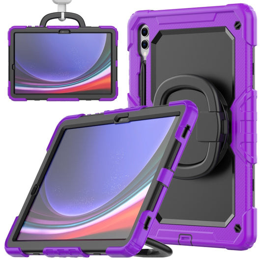 For Samsung Galaxy Tab S9+ / S10+ D Type Silicone Hybrid PC Tablet Case with Handle Holder(Purple) - Galaxy Tab S9+ Cases by buy2fix | Online Shopping UK | buy2fix