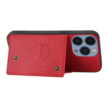 For iPhone 16 Pro Max Double Buckle Card Slots PU + TPU Phone Case(Red) by buy2fix