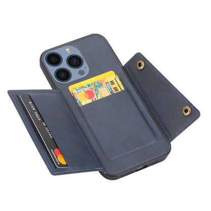 For iPhone 16 Pro Max Double Buckle Card Slots PU + TPU Phone Case(Blue) by buy2fix