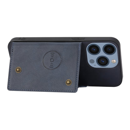 For iPhone 16 Pro Max Double Buckle Card Slots PU + TPU Phone Case(Blue) by buy2fix