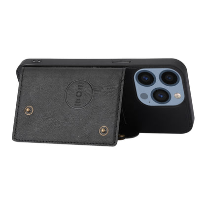 For iPhone 16 Pro Max Double Buckle Card Slots PU + TPU Phone Case(Black) by buy2fix