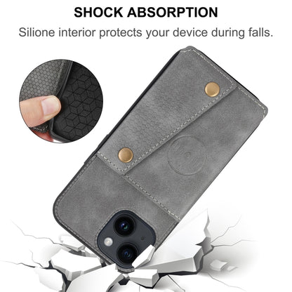 For iPhone 16 Pro Max Double Buckle Card Slots PU + TPU Phone Case(Grey) by buy2fix