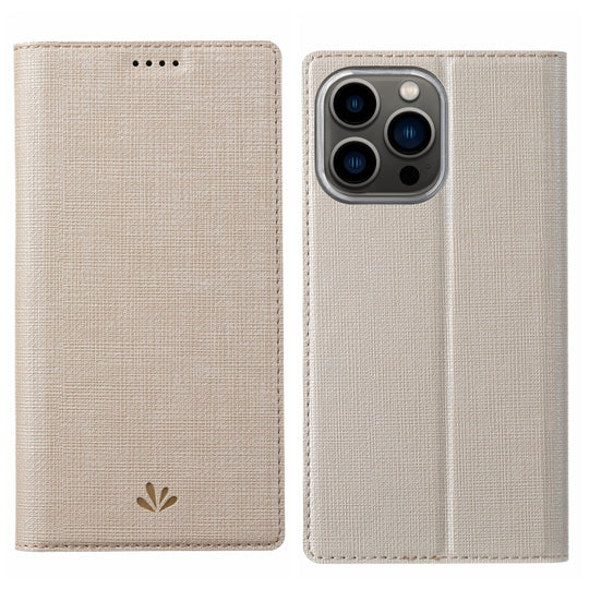 For iPhone 15 Pro ViLi DMX Series Shockproof TPU + PU Leather Magnetic Attraction Horizontal Flip Case(Gold)