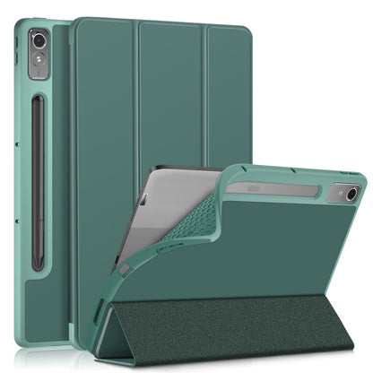 For Lenovo Tab P12 12.7 /P12 Pro 2nd Gen 3-folding TPU Smart Leather Tablet Case(Deep Green) - Lenovo by buy2fix | Online Shopping UK | buy2fix