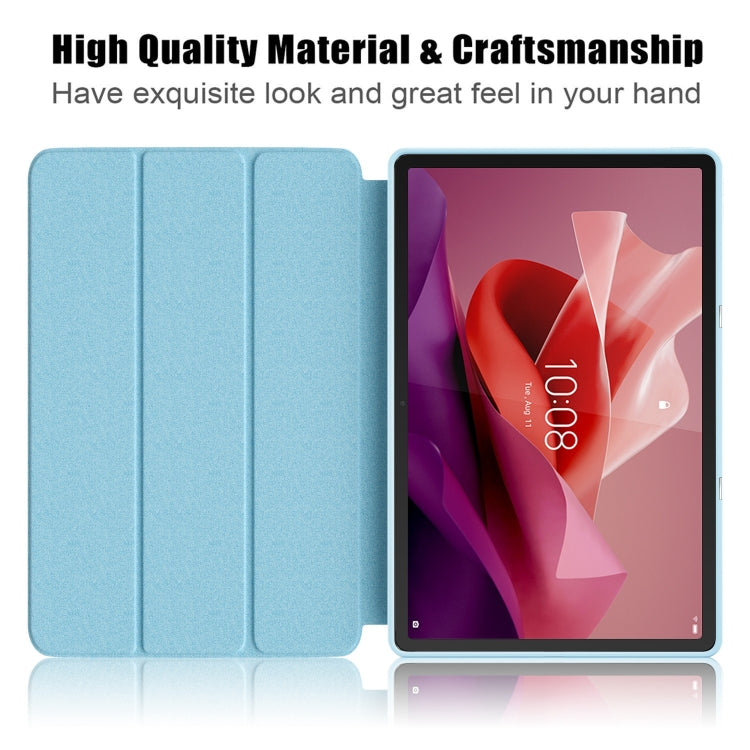 For Lenovo Tab P12 12.7 /P12 Pro 2nd Gen 3-folding TPU Smart Leather Tablet Case(Sky Blue) - Lenovo by buy2fix | Online Shopping UK | buy2fix