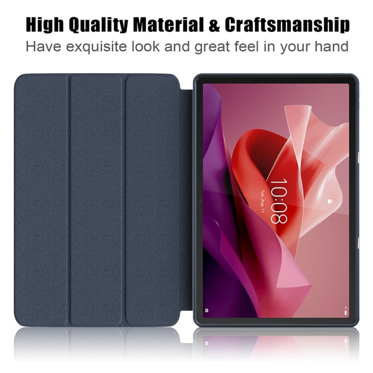 For Lenovo Tab P12 12.7 /P12 Pro 2nd Gen 3-folding TPU Smart Leather Tablet Case(Dark Blue) - Lenovo by buy2fix | Online Shopping UK | buy2fix