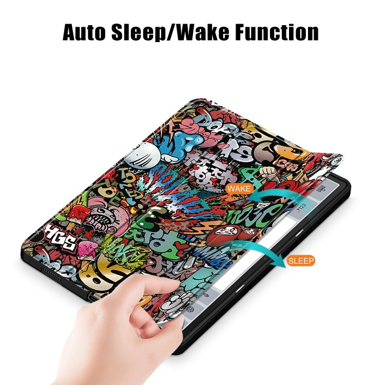 For Lenovo Tab P12 12.7 /P12 Pro 2nd Gen 3-folding Painted TPU Smart Leather Tablet Case(Graffiti) - Lenovo by buy2fix | Online Shopping UK | buy2fix