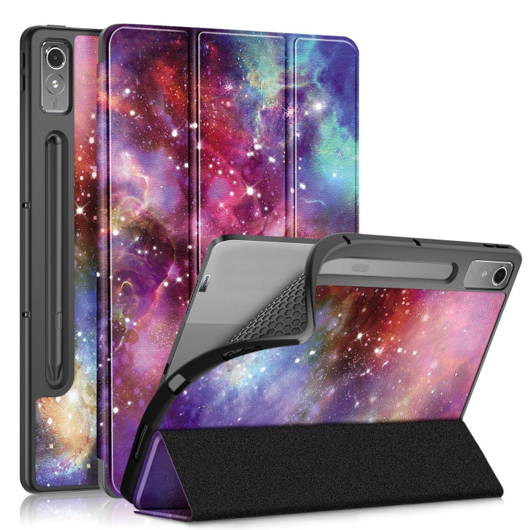 For Lenovo Tab P12 12.7 /P12 Pro 2nd Gen 3-folding Painted TPU Smart Leather Tablet Case(Milky Way) - Lenovo by buy2fix | Online Shopping UK | buy2fix