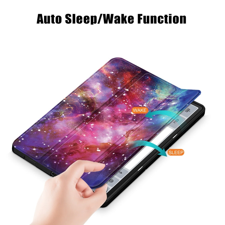 For Lenovo Tab P12 12.7 /P12 Pro 2nd Gen 3-folding Painted TPU Smart Leather Tablet Case(Milky Way) - Lenovo by buy2fix | Online Shopping UK | buy2fix