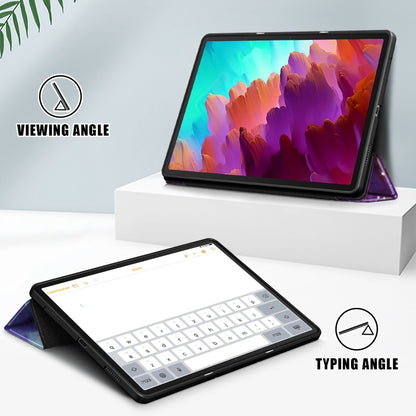 For Lenovo Tab P12 12.7 /P12 Pro 2nd Gen 3-folding Painted TPU Smart Leather Tablet Case(Milky Way) - Lenovo by buy2fix | Online Shopping UK | buy2fix