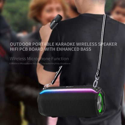 New RiXing NR8809 20W Outdoor Portable TWS Smart Wireless Bluetooth Speaker, Style:Single Mic(Black) - Desktop Speaker by NewRixing | Online Shopping UK | buy2fix