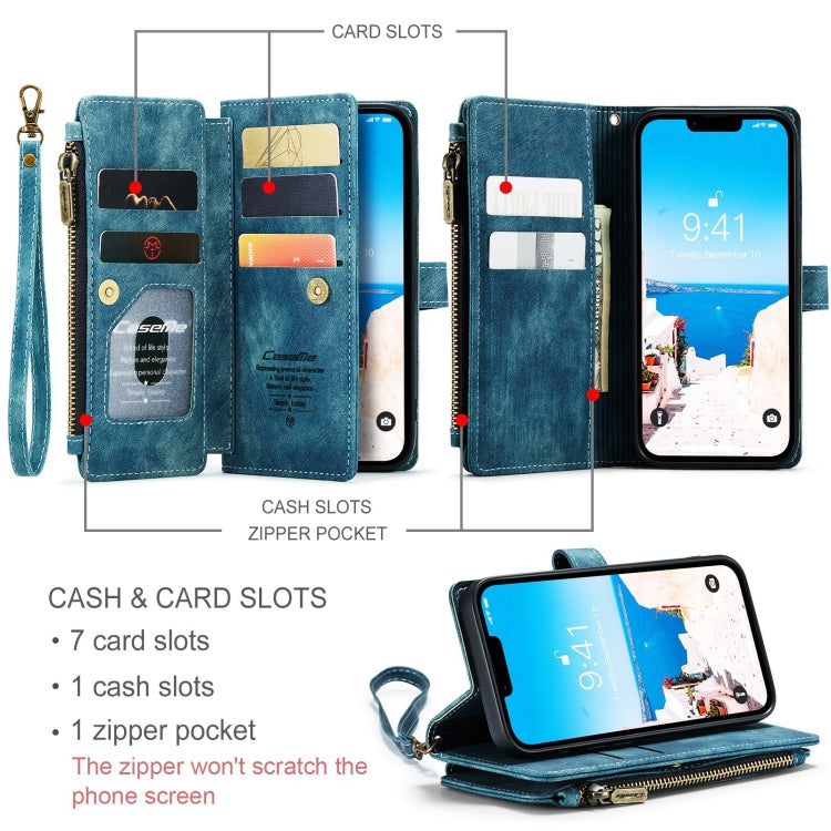 For iPhone 15 CaseMe C30 Multifunctional Leather Phone Case(Blue) - iPhone 15 Cases by CaseMe | Online Shopping UK | buy2fix