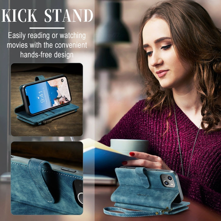 For iPhone 15 CaseMe C30 Multifunctional Leather Phone Case(Blue) - iPhone 15 Cases by CaseMe | Online Shopping UK | buy2fix