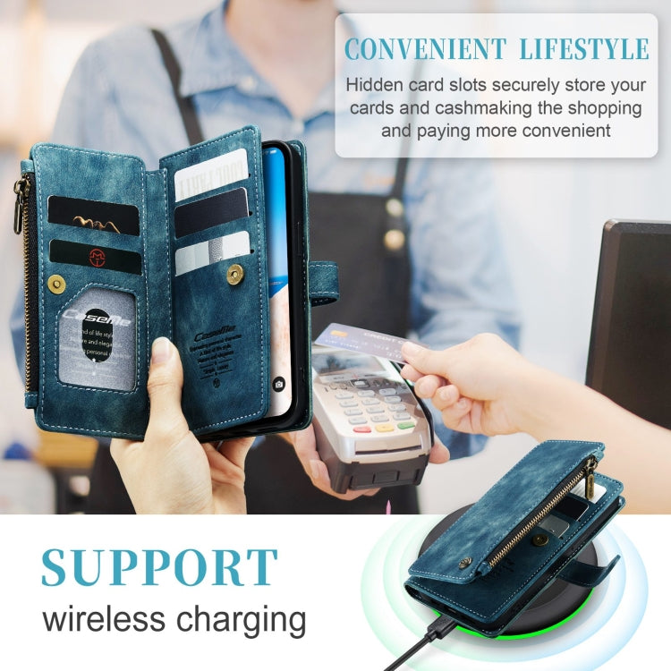 For iPhone 15 CaseMe C30 Multifunctional Leather Phone Case(Blue) - iPhone 15 Cases by CaseMe | Online Shopping UK | buy2fix