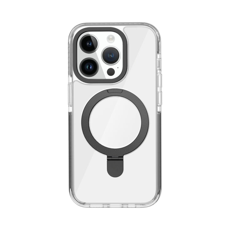 For iPhone 15 Pro Max Kingsteel Wolf MagSafe Holder Transparent Phone Case(Black) - iPhone 15 Pro Max Cases by buy2fix | Online Shopping UK | buy2fix