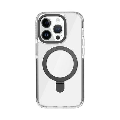 For iPhone 15 Pro Max Kingsteel Wolf MagSafe Holder Transparent Phone Case(Black) - iPhone 15 Pro Max Cases by buy2fix | Online Shopping UK | buy2fix