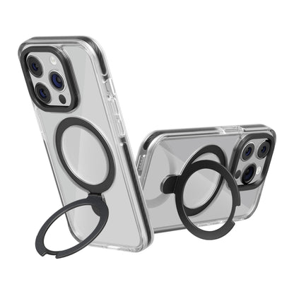 For iPhone 15 Pro Max Kingsteel Wolf MagSafe Holder Transparent Phone Case(Black) - iPhone 15 Pro Max Cases by buy2fix | Online Shopping UK | buy2fix