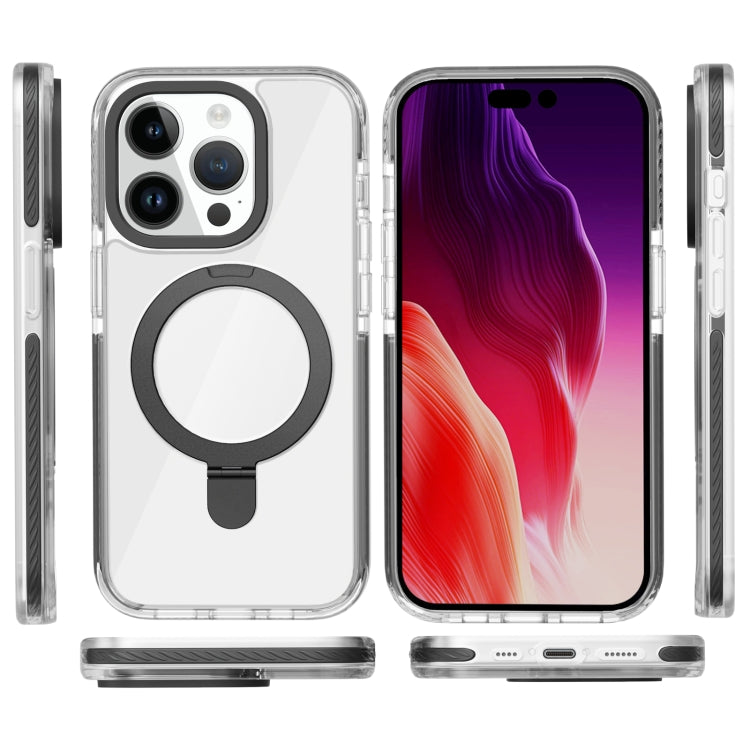 For iPhone 15 Pro Max Kingsteel Wolf MagSafe Holder Transparent Phone Case(Black) - iPhone 15 Pro Max Cases by buy2fix | Online Shopping UK | buy2fix