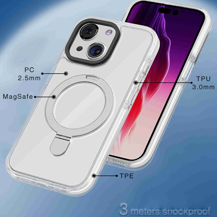 For iPhone 15 Pro Max Kingsteel Wolf MagSafe Holder Transparent Phone Case(Black) - iPhone 15 Pro Max Cases by buy2fix | Online Shopping UK | buy2fix