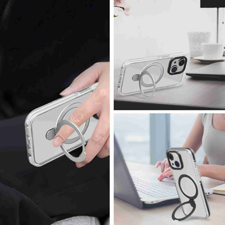 For iPhone 15 Pro Max Kingsteel Wolf MagSafe Holder Transparent Phone Case(Black) - iPhone 15 Pro Max Cases by buy2fix | Online Shopping UK | buy2fix