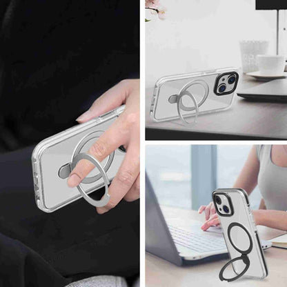 For iPhone 15 Pro Max Kingsteel Wolf MagSafe Holder Transparent Phone Case(Black) - iPhone 15 Pro Max Cases by buy2fix | Online Shopping UK | buy2fix