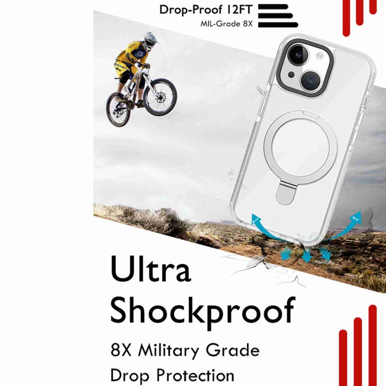 For iPhone 15 Pro Max Kingsteel Wolf MagSafe Holder Transparent Phone Case(Black) - iPhone 15 Pro Max Cases by buy2fix | Online Shopping UK | buy2fix