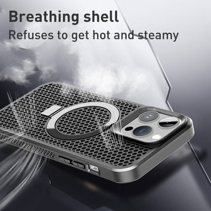For iPhone 14/13 Skin Feel PC+TPU Cooling Magnetic Magsafe Phone Case with Stand(Black) by buy2fix