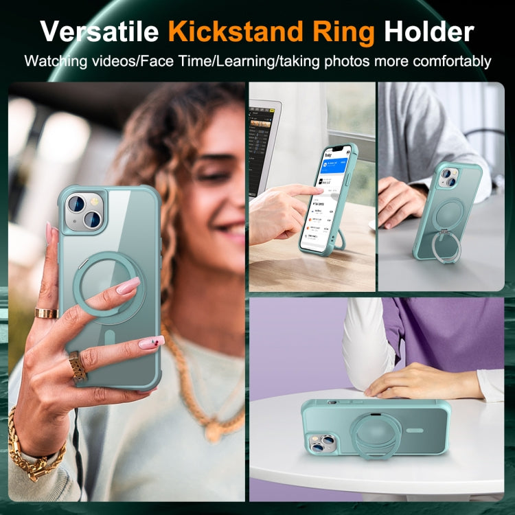 For iPhone 14 / 13 MagSafe Magnetic Rotating Holder Phone Case(Lake Blue) by buy2fix