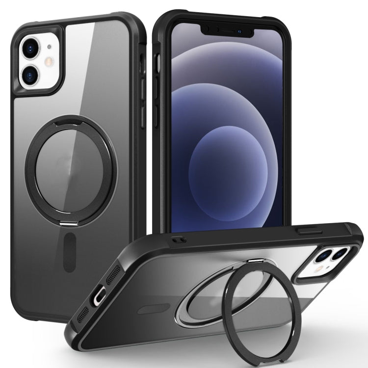 For iPhone 12 / 12 Pro MagSafe Magnetic Rotating Holder Phone Case(Black) by buy2fix