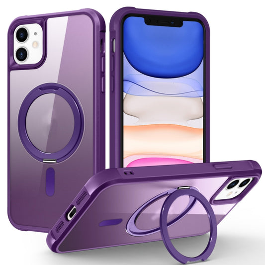 For iPhone 11 MagSafe Magnetic Rotating Holder Phone Case(Purple) by buy2fix