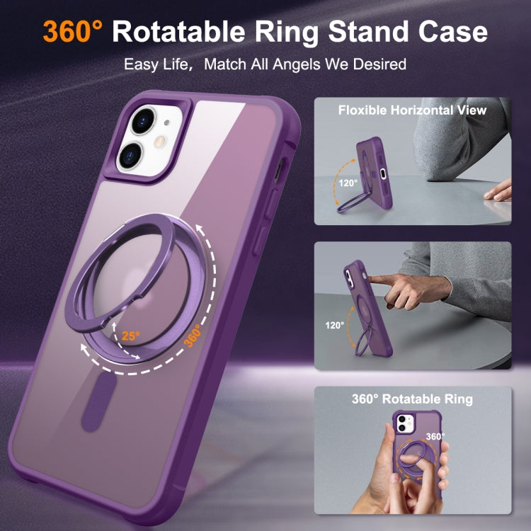 For iPhone 11 MagSafe Magnetic Rotating Holder Phone Case(Purple) by buy2fix