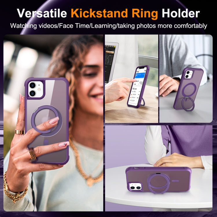 For iPhone 11 MagSafe Magnetic Rotating Holder Phone Case(Purple) by buy2fix